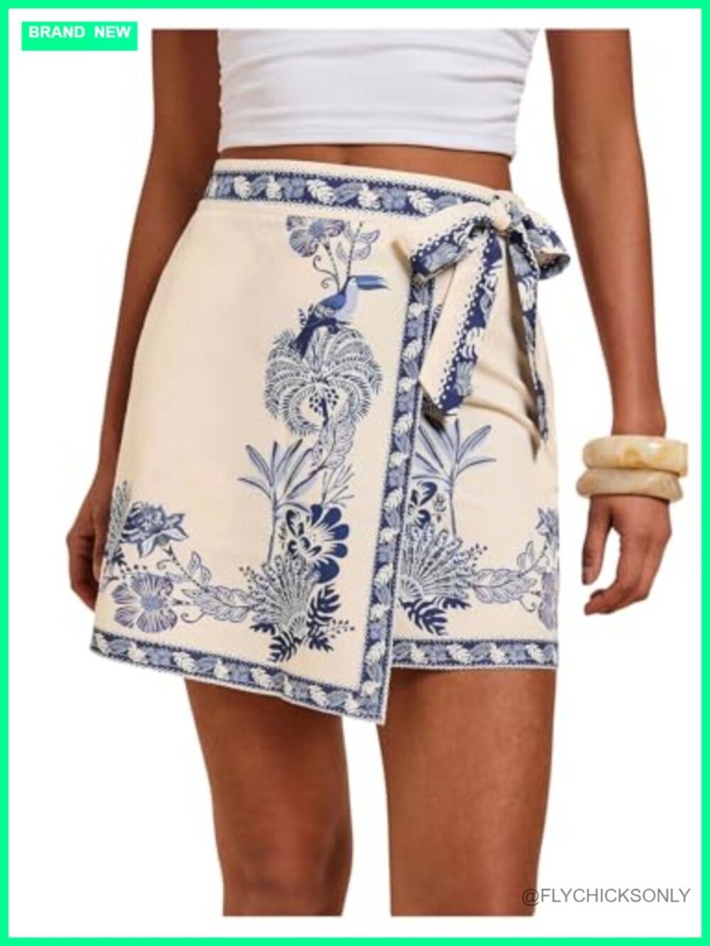 Women's Wrap Mini Skirt Floral Print High Rise Tie Side Boho